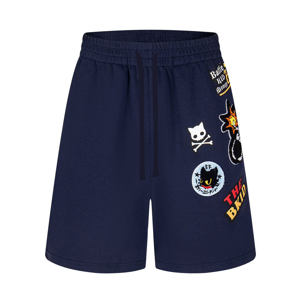 Badge Embroidery Unique Design Loose Casual Wide-Leg Shorts for Men Summer