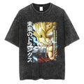 Hip Hop Oversized Washed Anime T-shirts Men Black Vintage