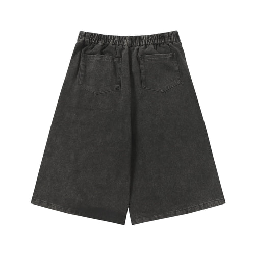 Cartoon embroidered denim shorts for men and women