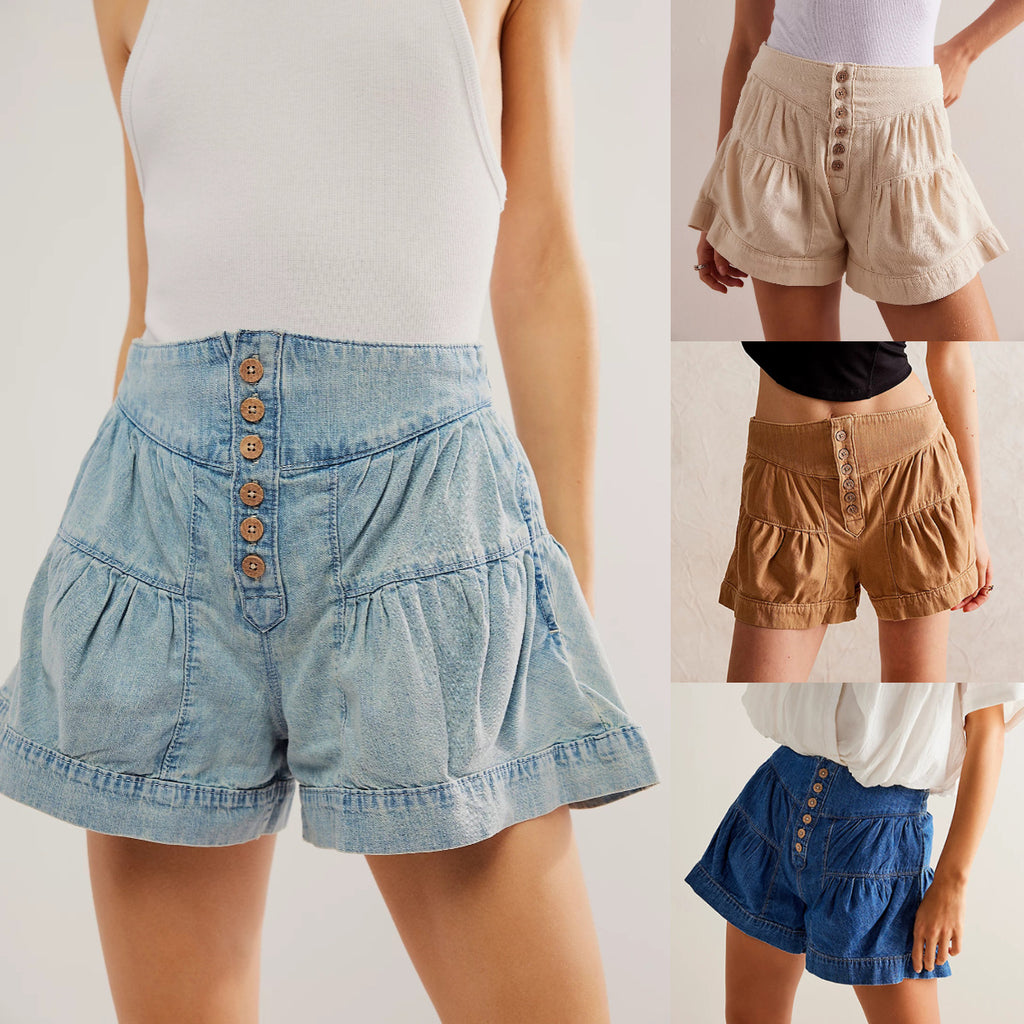 Casual elastic pocket shorts
