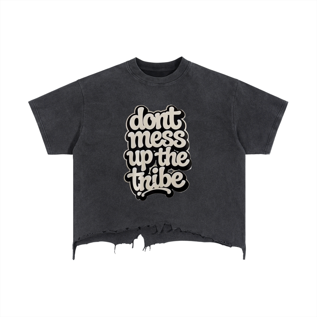 Vintage Wash Boxy Distressed Hem T-Shirt