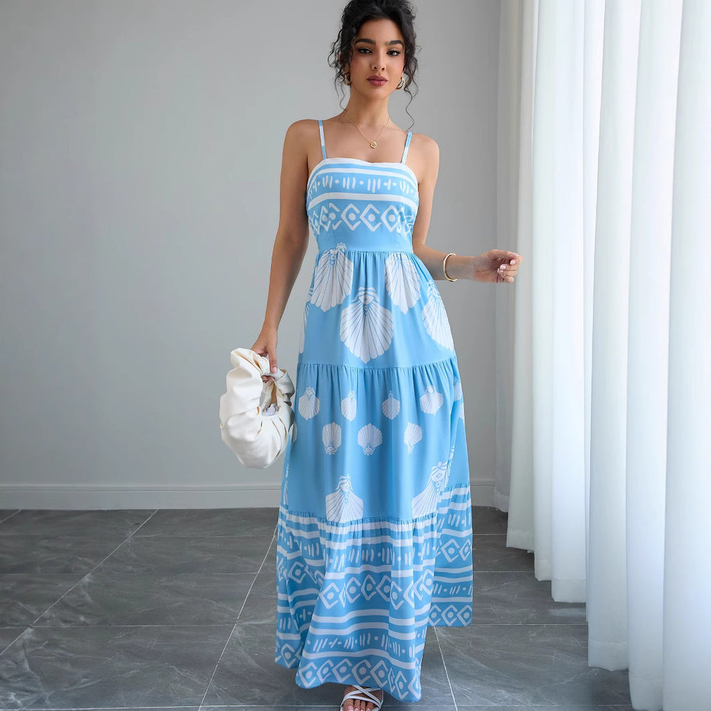 Ethnic Style Strapless Dress for Women, Casual Vacation Dress Slim FitFashion Summer Dress