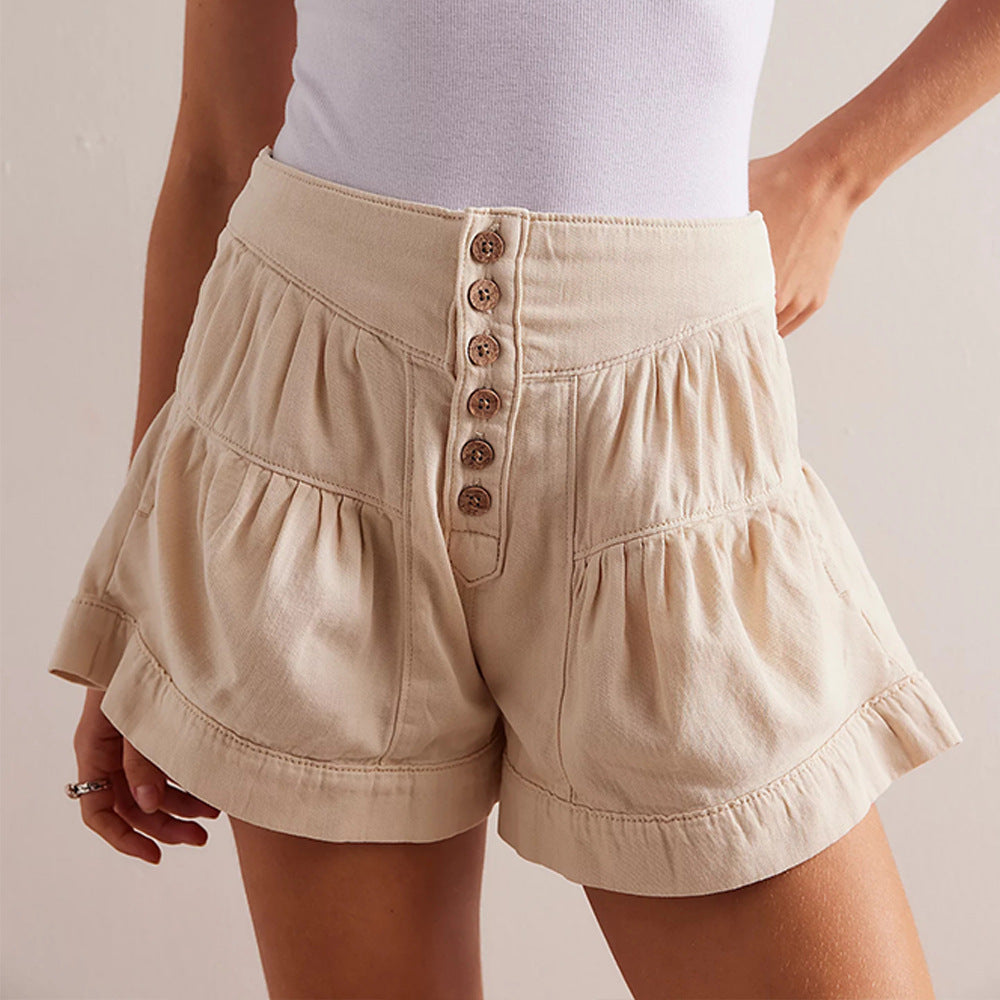 Casual elastic pocket shorts