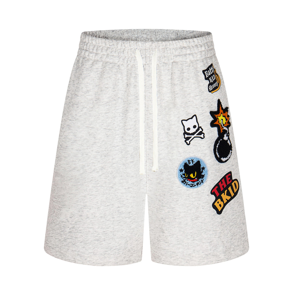 Badge Embroidery Unique Design Loose Casual Wide-Leg Shorts for Men Summer