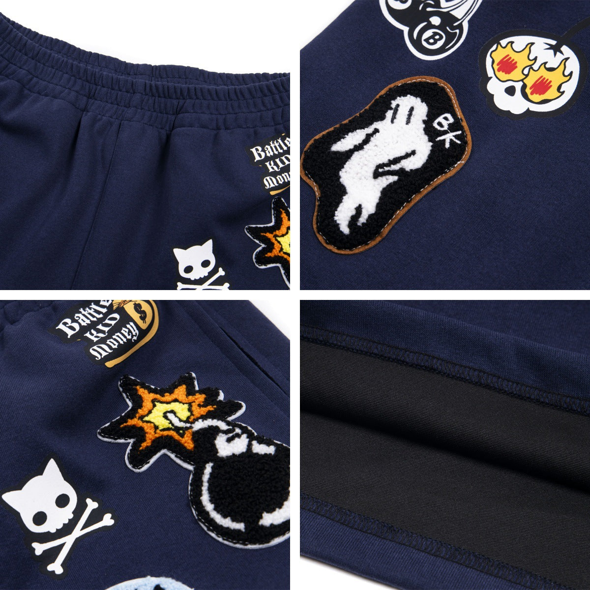 Badge Embroidery Unique Design Loose Casual Wide-Leg Shorts for Men Summer
