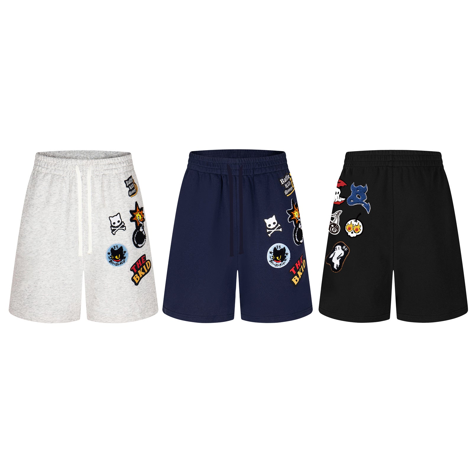 Badge Embroidery Unique Design Loose Casual Wide-Leg Shorts for Men Summer