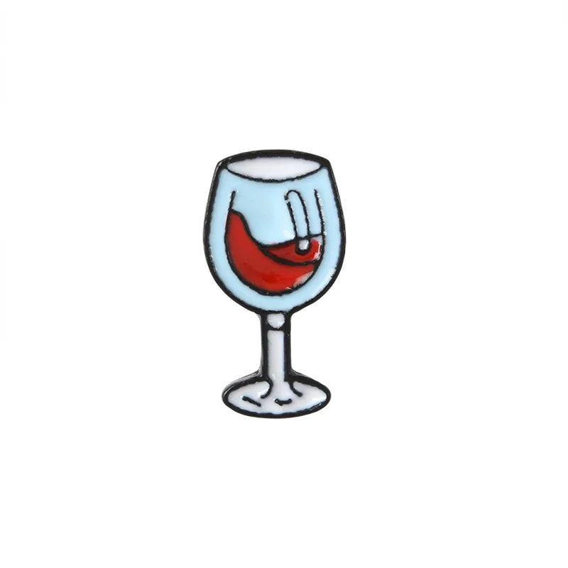 Red Wine Glass Enamel Pins